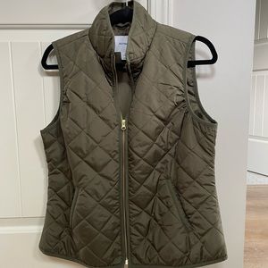 Old Navy Womens Full Zip Quilted Vest Green Size medium petite
